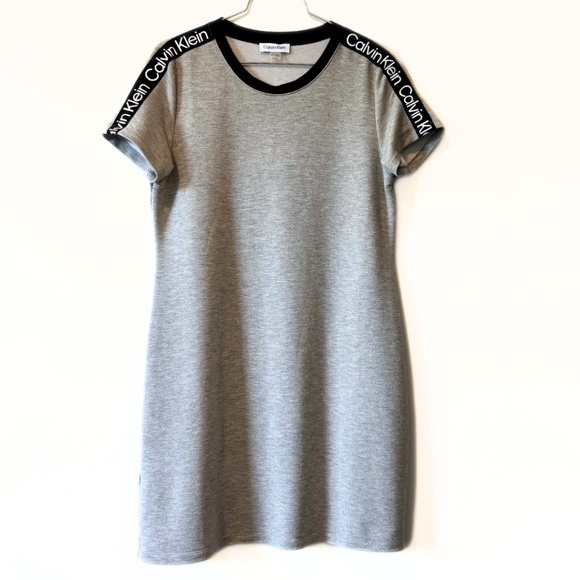 Calvin Klein Logo T-shirt Dress Heather Grey Size M - Picture 1 of 6